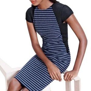 J Crew Navy Striped Wool Sheath Gray